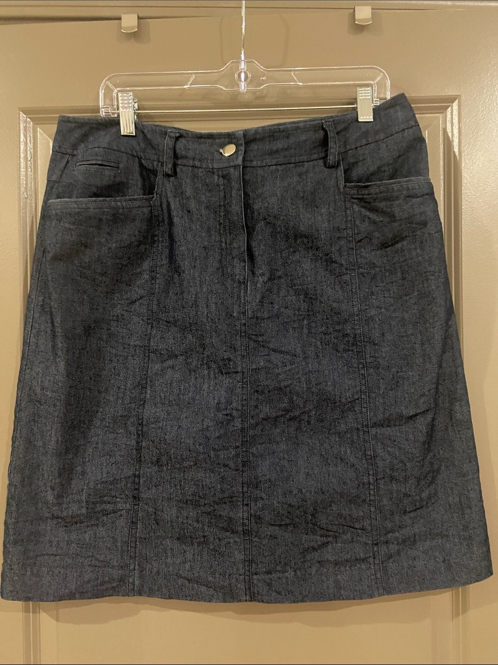 Sandro Black Denim Mini Skirt with Front Pockets
